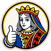 FreeCell Solitär Kartenkönigin mit Daumen hoch