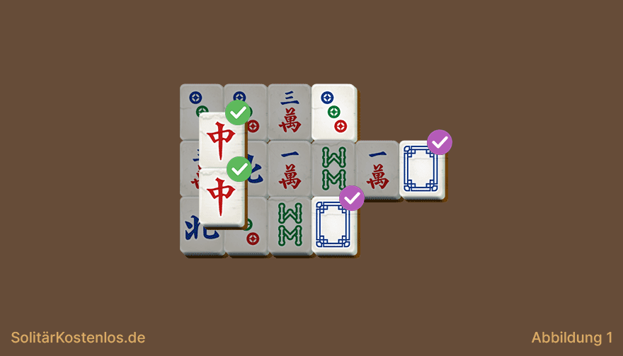 Mahjong Solitär Beispiel für die bessere Wahl zwischen zwei möglichen Paaren